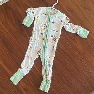 Angel Dear Mint Green Kids Footie with Playful Prints